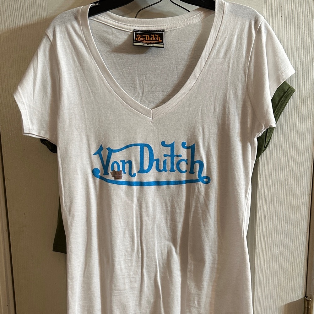 Von Dutch White Tee with Blue Script